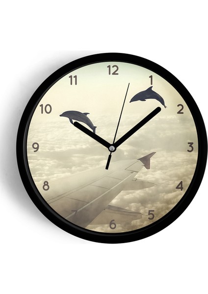 Soyut Doğa Manzara Temalı Modern Duvar Saati - 42CM - Önü Camlı Siyah Kasa - Sessiz Mekanizma