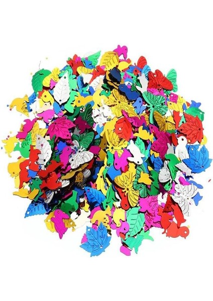 Elişi Pulu Karışık Şekilli 200 Lü 1 Paket Renkli Şekilli Pul Yanardöner Payet Pırıltılı Süs Okul Öncesi Kreş Ana Sınıfı