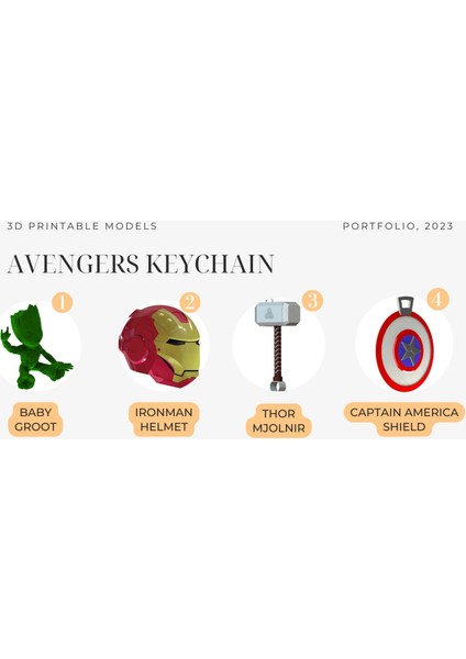 Avengers 3D Yazdırılabilir Anahtarlık Portföyü