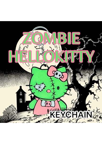 Hello Kitty Zombi Cadılar Bayramı Spooky Anahtarlık