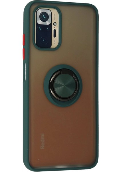 Xiaomi Redmi Note 10 Kılıf Montreal Yüzüklü Silikon Kapak - Yeşil fiyatları