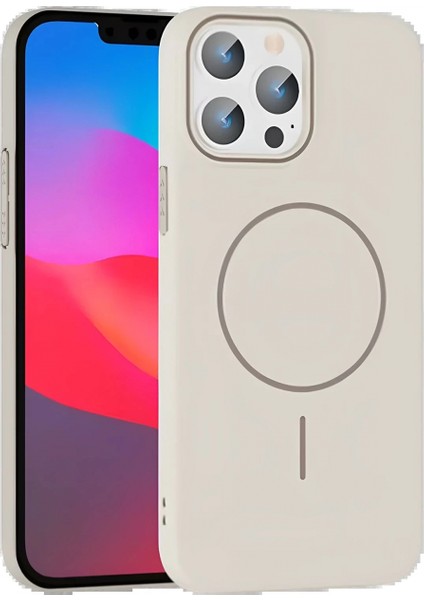 iPhone 14 Pro Max Broş Magsafe Kapak - Krem