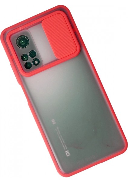 Xiaomi Mi 10T Kılıf Palm Buzlu Kamera Sürgülü Silikon - Kırmızı modelleri