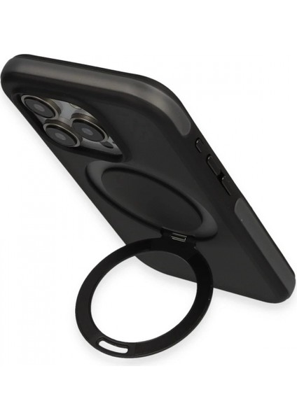 iPhone 15 Pro Max Zorda Airbag Magsafe Standlı Kapak - Titan Gri modelleri