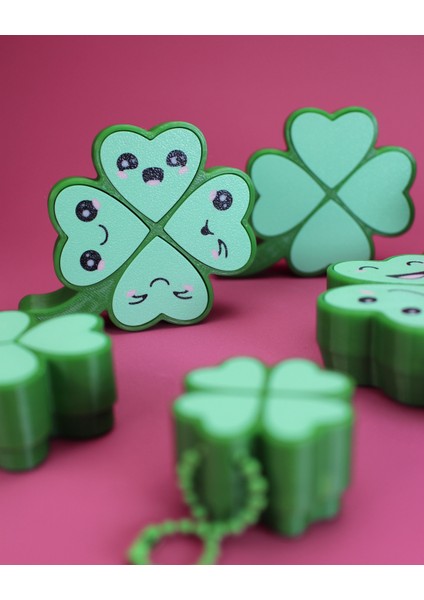Şanslı Yonca Fidget Tıklayıcıları - Anahtarlık Yoncaları - Aziz Patrick Günü modelleri
