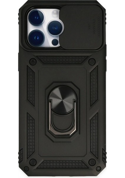 iPhone 14 Pro Kılıf Pars Lens Yüzüklü Silikon - Siyah