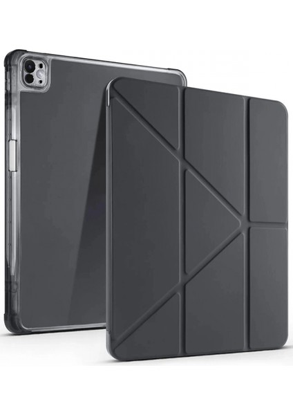 iPad Air 13 (2024) Kılıf Kalemlikli Mars Tablet Kılıfı - Gri