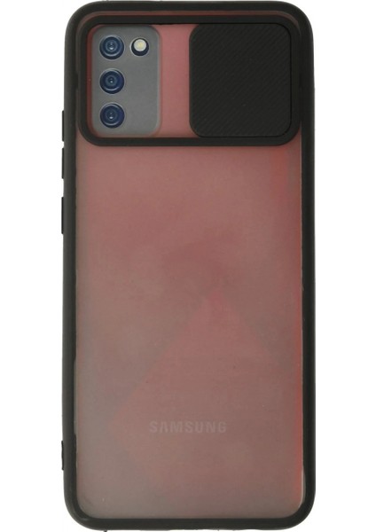 Samsung Galaxy A02S Kılıf Palm Buzlu Kamera Sürgülü Silikon - Siyah