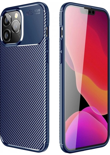 iPhone 14 Pro Kılıf Auto Focus Karbon Kapak - Lacivert