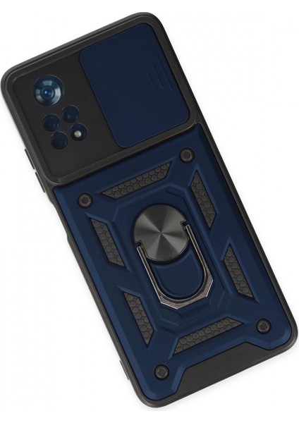 Xiaomi Poco X4 Pro 5g Kılıf Pars Lens Yüzüklü Silikon - Lacivert modelleri