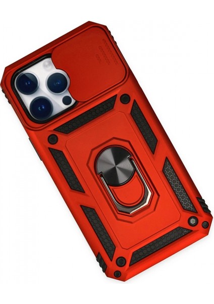 iPhone 14 Pro Max Kılıf Pars Lens Yüzüklü Silikon - Kırmızı modelleri