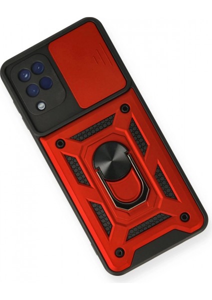 Samsung Galaxy A12 Kılıf Pars Lens Yüzüklü Silikon - Kırmızı modelleri