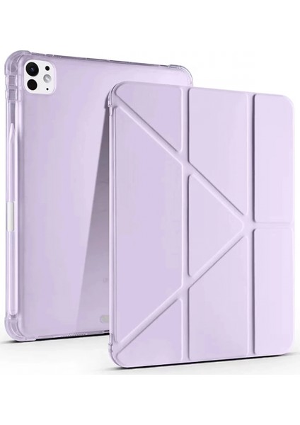 iPad Air 13 (2024) Kılıf Kalemlikli Mars Tablet Kılıfı - Açık Mor