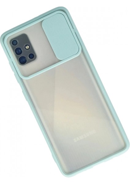 Samsung Galaxy A71 Kılıf Palm Buzlu Kamera Sürgülü Silikon - Turkuaz fiyatları