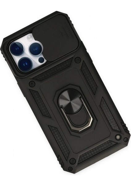 iPhone 14 Pro Max Kılıf Pars Lens Yüzüklü Silikon - Siyah modelleri