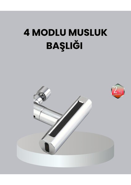 ABS Pirinç Alaşımlı Musluk Başlığı 4 Modlu 360° Dönebilen ve Ekonomik
