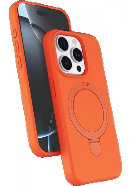 Apple iPhone 14 Pro Max Regal Magsafe Standlı Kapak - Turuncu
