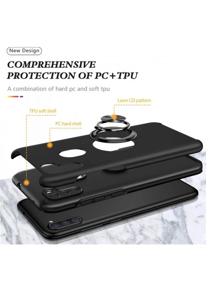 Samsung Galaxy A11 Kılıf Elit Yüzüklü Kapak - Siyah fiyatları