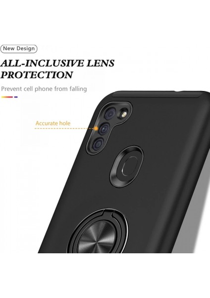 Samsung Galaxy A11 Kılıf Elit Yüzüklü Kapak - Siyah fırsatları