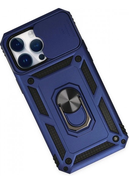 iPhone 14 Pro Max Kılıf Pars Lens Yüzüklü Silikon - Lacivert modelleri