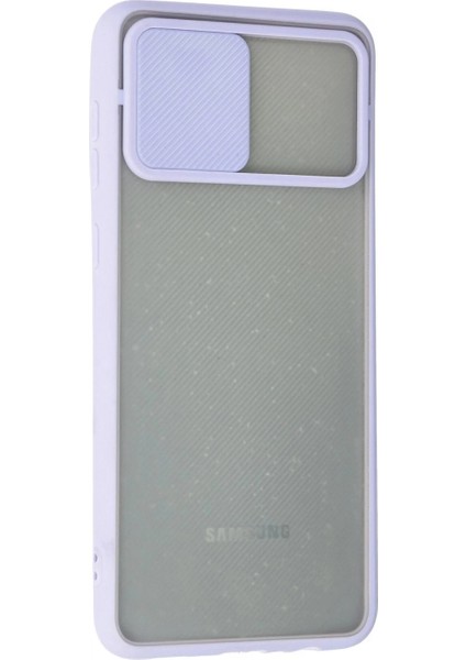 Samsung Galaxy A02 Kılıf Palm Buzlu Kamera Sürgülü Silikon - Lila modelleri