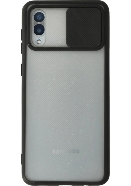 Samsung Galaxy A02 Kılıf Palm Buzlu Kamera Sürgülü Silikon - Siyah