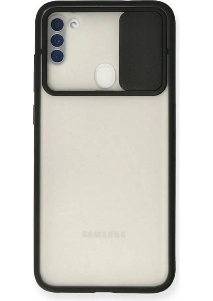 Samsung Galaxy A11 Kılıf Palm Buzlu Kamera Sürgülü Silikon - Siyah