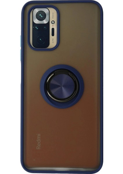 Xiaomi Redmi Note 10 Kılıf Montreal Yüzüklü Silikon Kapak - Lacivert