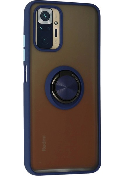 Xiaomi Redmi Note 10 Kılıf Montreal Yüzüklü Silikon Kapak - Lacivert fiyatları