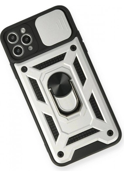 iPhone 11 Pro Kılıf Pars Lens Yüzüklü Silikon - Gümüş modelleri