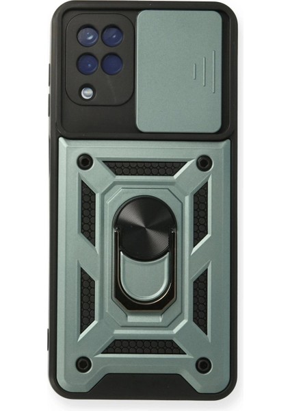 Samsung Galaxy A12 Kılıf Pars Lens Yüzüklü Silikon - Yeşil