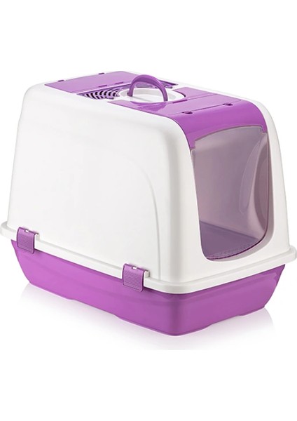 Buğz Mikopet Büyük Kapalı Kedi Tuvaleti Mor
