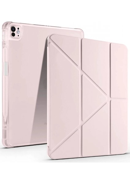 iPad Air 13 (2024) Kılıf Kalemlikli Mars Tablet Kılıfı - Rose Gold