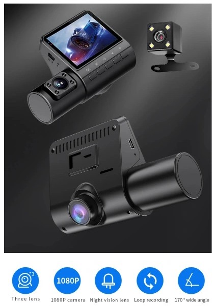 Buğz M80 3 Lens Araç Kamerası