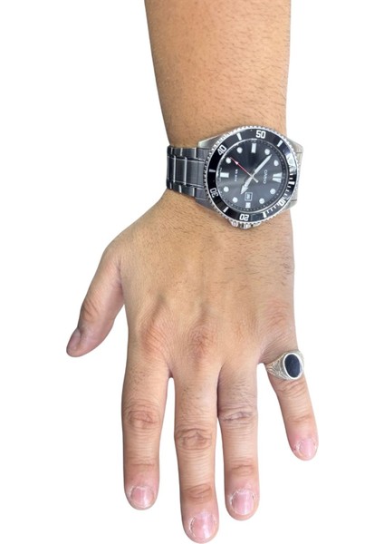 Kenarları Motifli Oval Mineli Gümüş Erkek Yüzük fırsatları