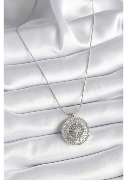 316L Çelik Gümüş Renk Zirkon Taşlı 12 Burç Madalyon Model Kadın Kolye fiyatları