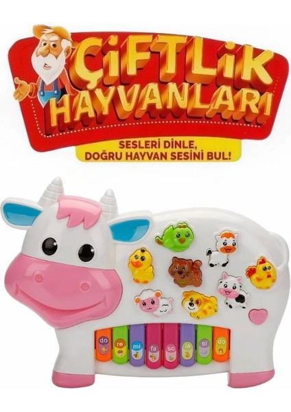 Türkçe Konuşan Çiftlik Hayvan Sesli Müzikli Eğitici Pilli Piyano Rengarenk Işıklı Soru Cevaplı