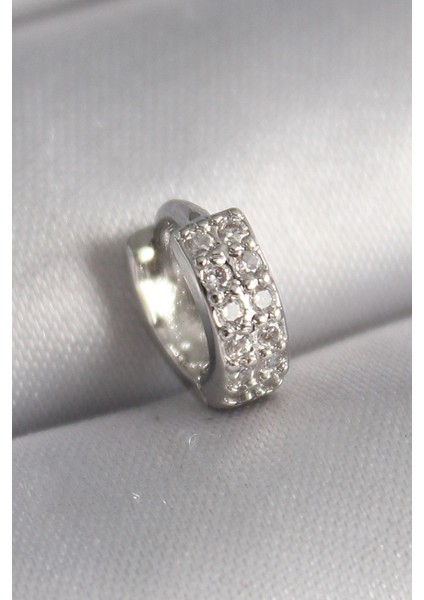 316L Çelik Gümüş Renk Zirkon Taşlı Tragus Piercing