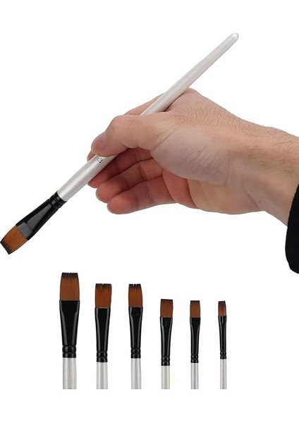 Resim Fırça Seti Akrilik Suluboya Yağlıboya Düz Uçlu 6 Parça indirimleri