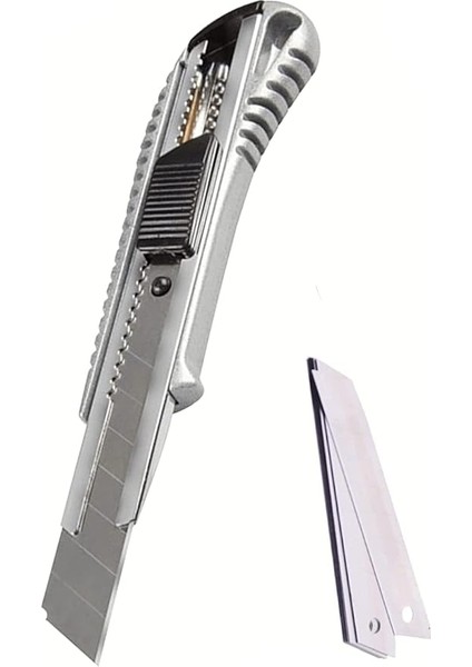 Dayanıklı Alüminyum Gövde 18MM Profesyonel Falçata Bıçak +10 Adet Yedek Maket Bıçak (Maket Bıçağı)