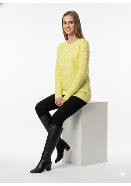 Kadın Saç Örgü Desenli Triko Kazak 5354 fırsatları