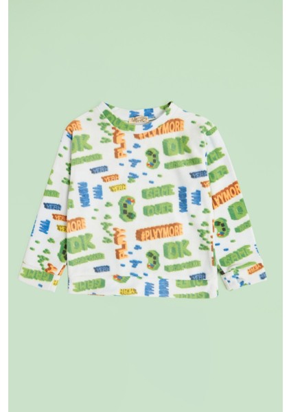 Play Yazı Baskılı Bisiklet Yaka Polar Unisex Çocuk Pijama Takımı fiyatları