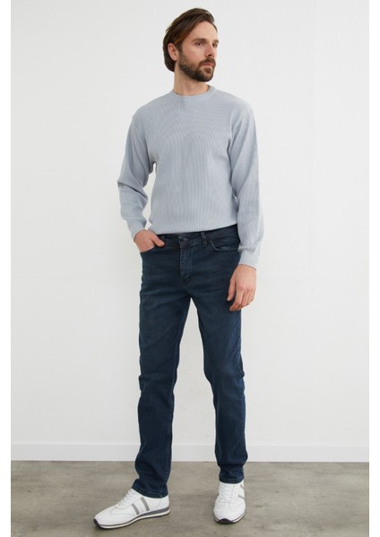 Fermuarlı Straight Jean Pantolon