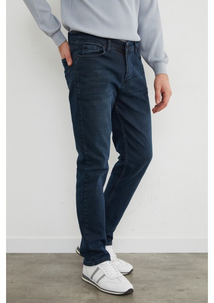 Fermuarlı Straight Jean Pantolon