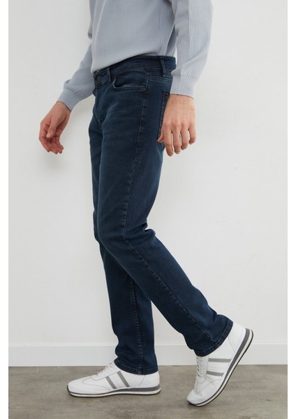 Fermuarlı Straight Jean Pantolon