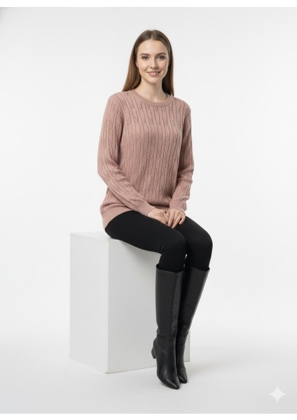 Kadın Saç Örgü Desenli Triko Kazak 5354 fırsatları