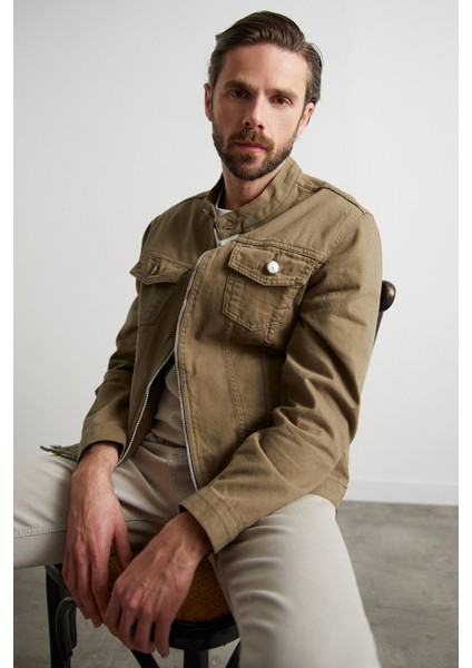 Fermuarlı Cepli Hakim Yaka Kot Ceket fiyatları