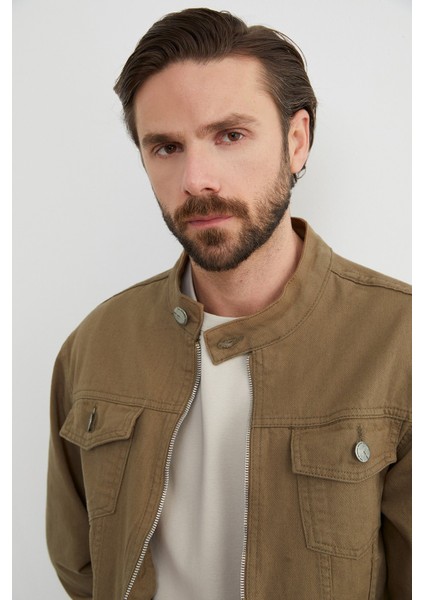 Fermuarlı Cepli Hakim Yaka Kot Ceket indirimleri