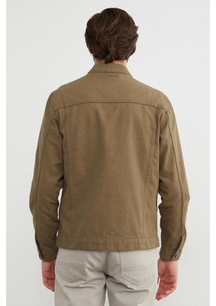 Fermuarlı Cepli Hakim Yaka Kot Ceket