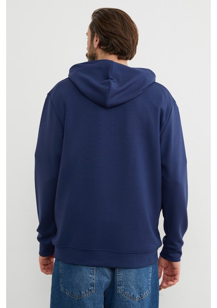 Yarım Fermuarlı Kapüşonlu Modal Sweatshirt